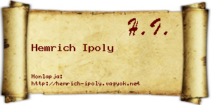 Hemrich Ipoly névjegykártya